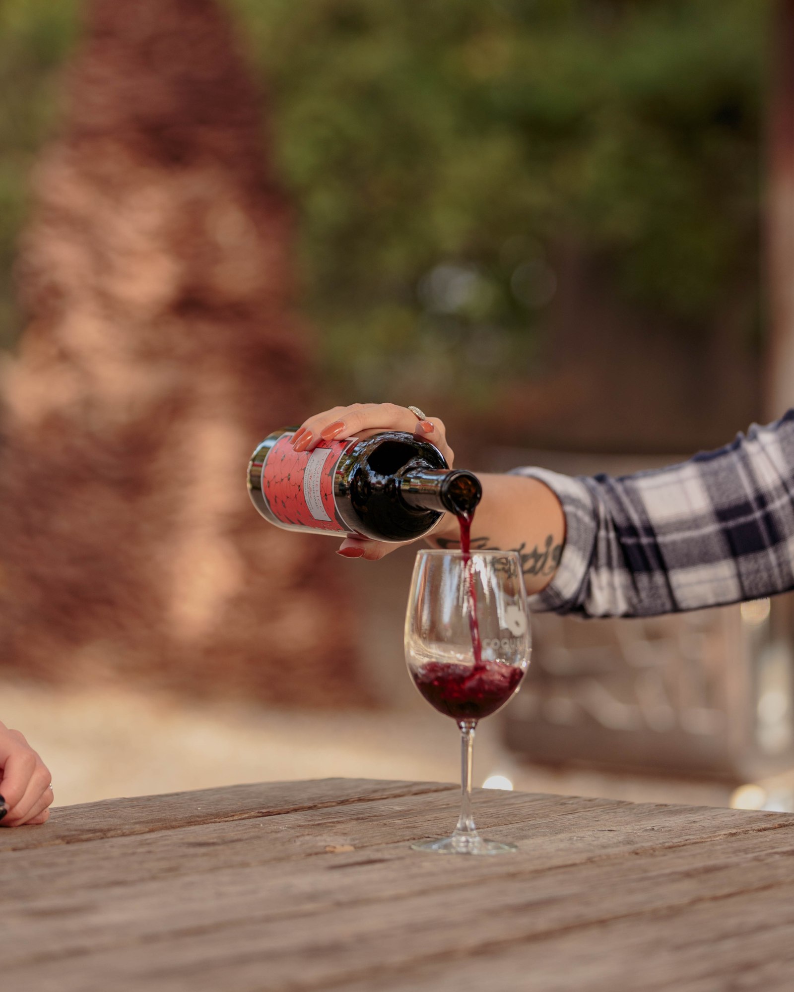 Red wine being poured into a glass