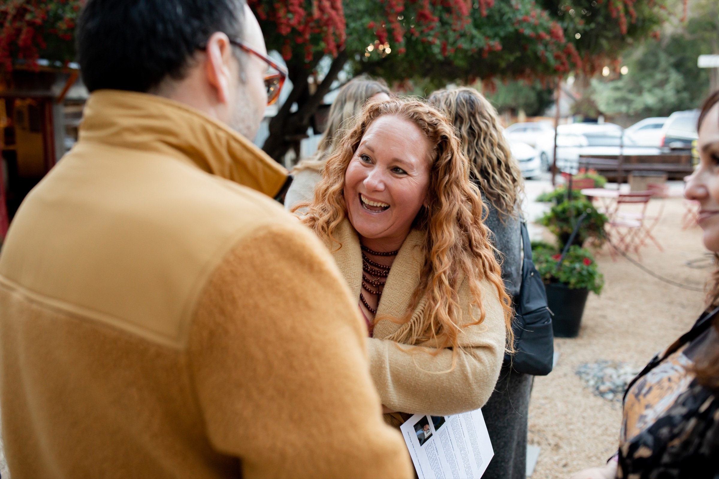 Guests sharing a conversation in the tasting garden