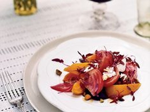 Roasted Beet Salad with Goat Cheese and Pistachios