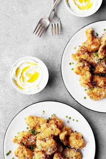 Fried Cauliflower with whipped feta