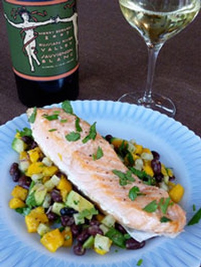 Honey Lime Baked Wild Salmon with Mango & Black Bean Salsa