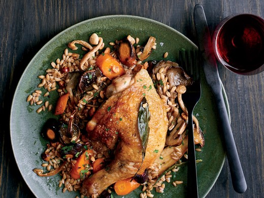 Pan Roasted Chicken with Warm Farro Salad