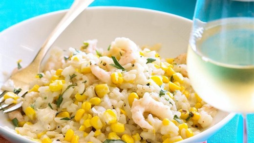 Grilled Corn & Bay Shrimp Risotto